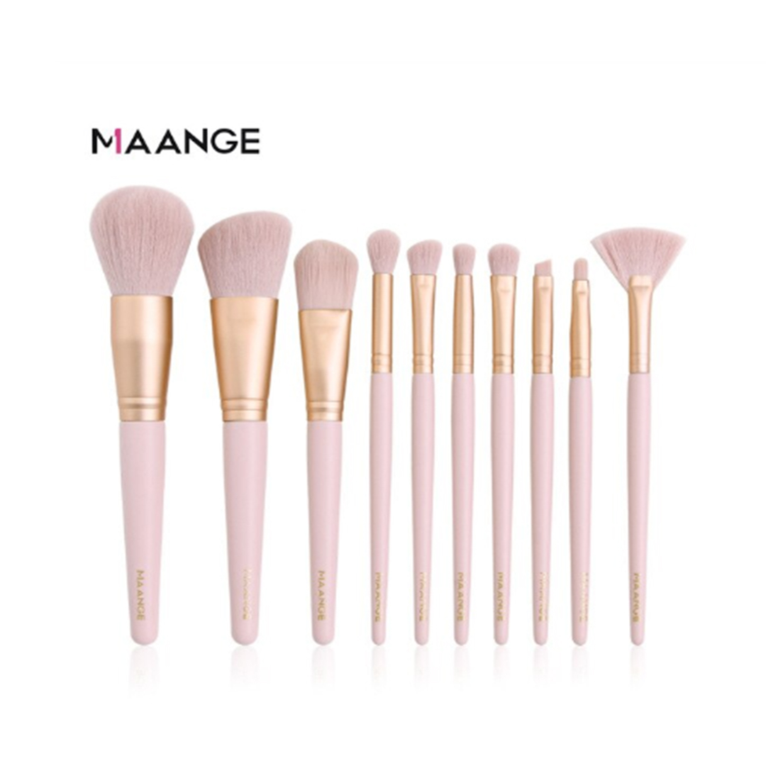Kit Com 10 Pincéis Profissionais Rosa Maange