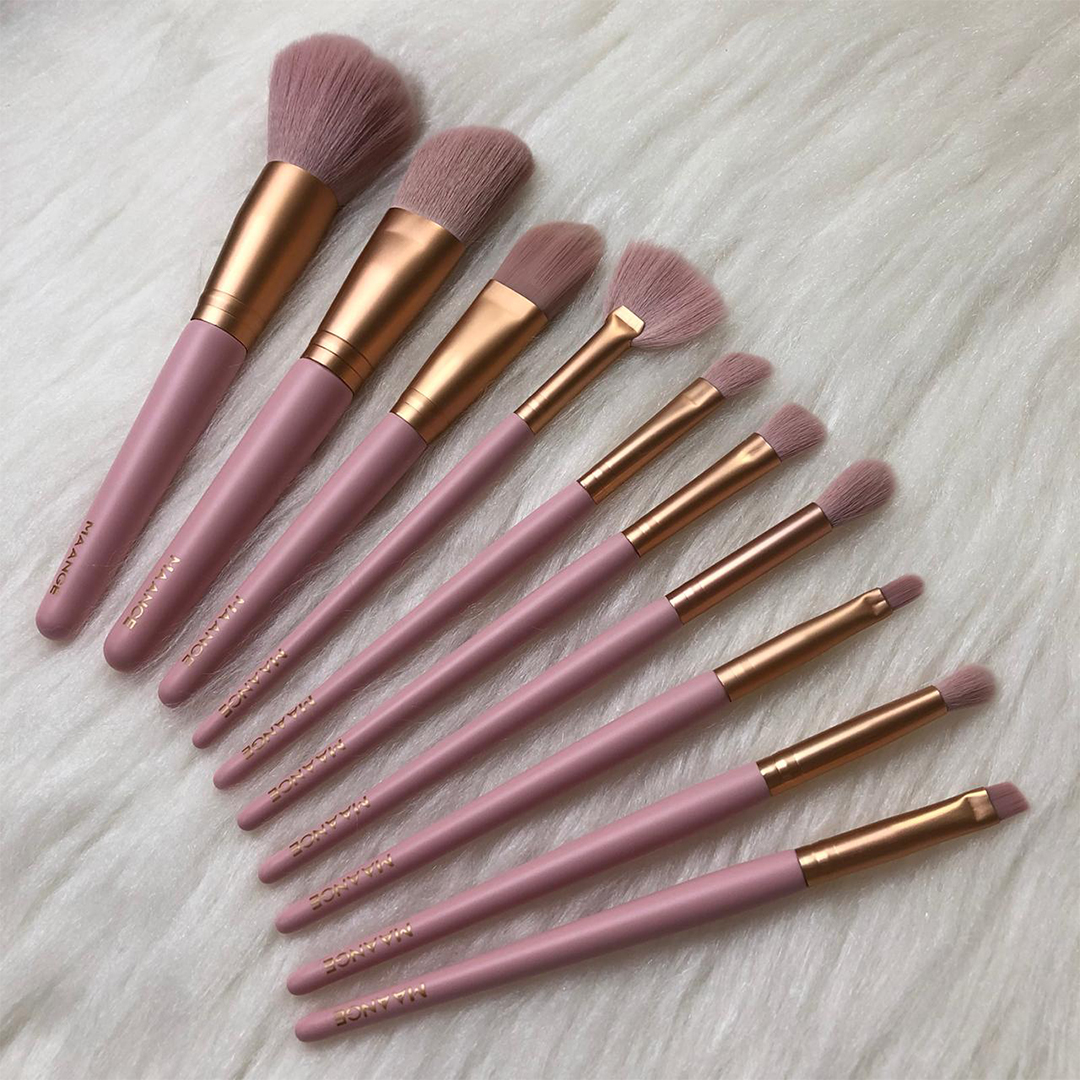 Kit Com 10 Pincéis Profissionais Rosa Maange - Imagem 2